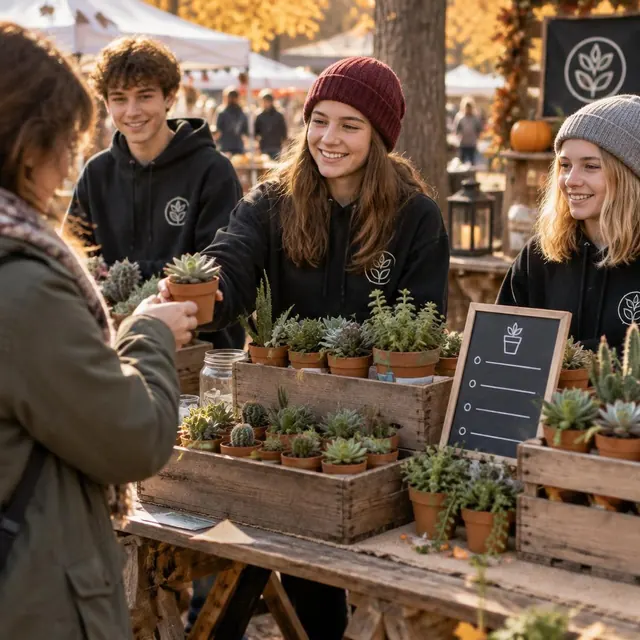 Feestelijk: Plantjes in feestelijke potjes voor de eindejaarsperiode.
